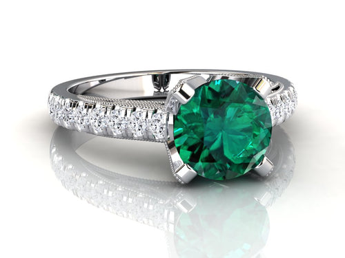 Emerald Ring with Trapezoid Diamonds - 3.72ct TW