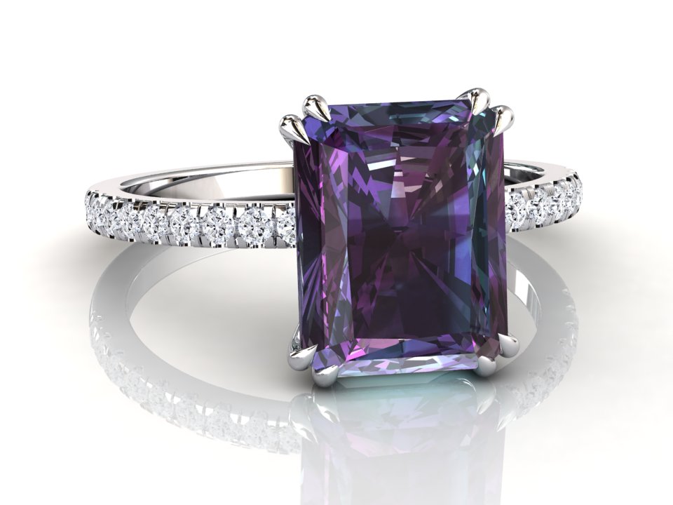 Alexandrite Ring Engagement Ring June Birthstone Ring Floral Promise Ring,  Antique Ring Leaves Ring Vintage Edwardian Friendship Emerald Cut | Benati